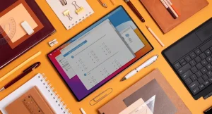 Free note-taking apps are displayed on various digital devices