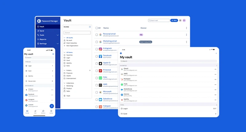  Bitwarden password manager interface with cross-device syncing