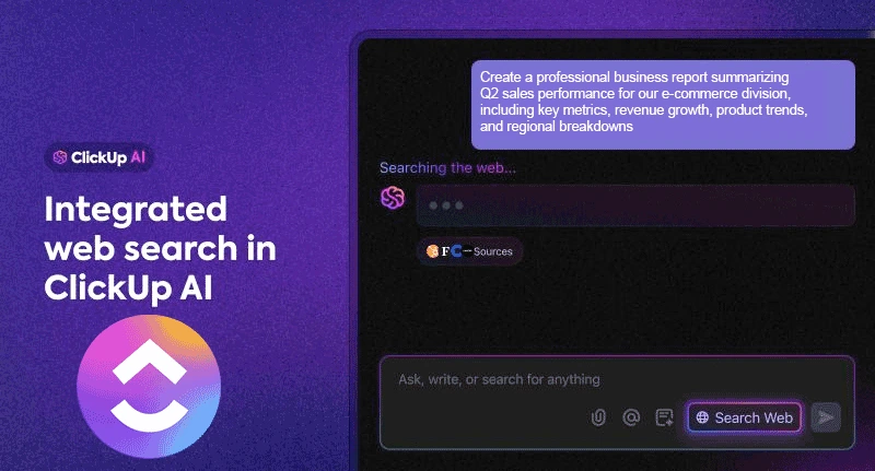 Dashboard of ClickUp AI showing smart project suggestions
