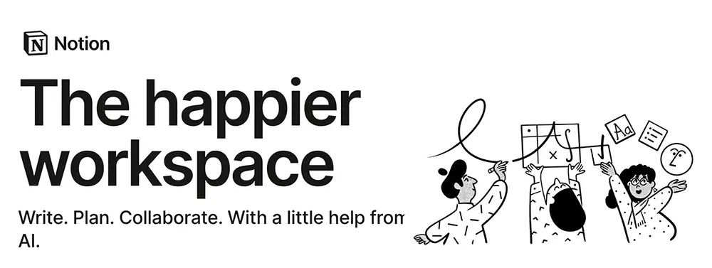 Free note-taking app Notion in use on a laptop