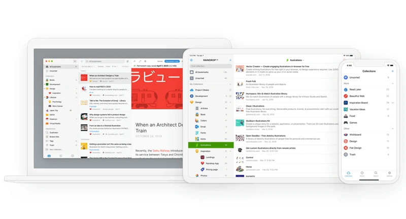 Raindrop.io bookmark manager to organize digital content
