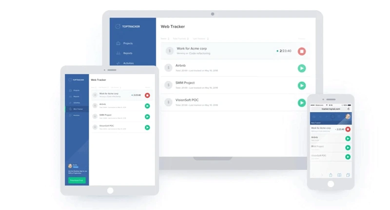 Best Time Tracking Apps for Freelancers using the TopTracker interface